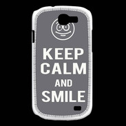 Coque Samsung Galaxy Express Keep Calm Smile Gris