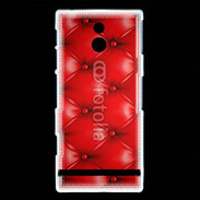 Coque Sony Xperia P Capitonnage cuir rouge