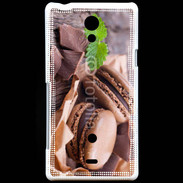 Coque Sony Xperia T Macaron chocolat 