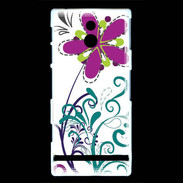 Coque Sony Xperia P motif floral bleu