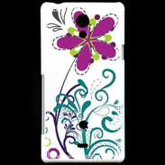 Coque Sony Xperia T motif floral bleu