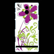 Coque Sony Xperia P motif floral vert