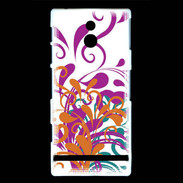 Coque Sony Xperia P motif floral orange