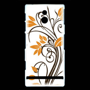 Coque Sony Xperia P motif floral marron