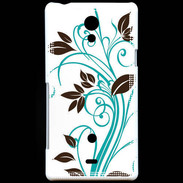 Coque Sony Xperia T motif floral bleu clair