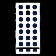 Coque Sony Xperia P pois bleu marine