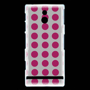 Coque Sony Xperia P pois gris & framboise
