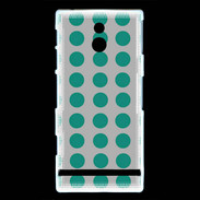 Coque Sony Xperia P pois gris & turquoise