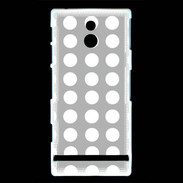 Coque Sony Xperia P pois gris & blanc