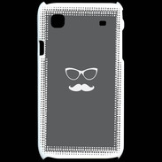 Coque Samsung Galaxy S moustache gris & blanc