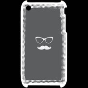Coque iPhone 3G / 3GS moustache gris & blanc