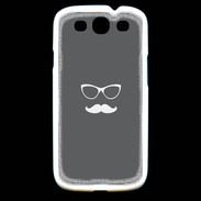 Coque Samsung Galaxy S3 moustache gris & blanc
