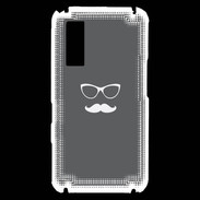 Coque Samsung Player One moustache gris & blanc