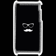 Coque iPhone 3G / 3GS moustache noir & blanc