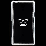 Coque Sony Xperia T moustache noir & blanc
