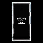 Coque Sony Xperia P moustache noir & blanc