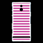 Coque Sony Xperia P rayures blanches et roses