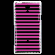 Coque Sony Xperia T rayures noires et roses