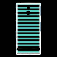 Coque Sony Xperia P rayures noires et bleues