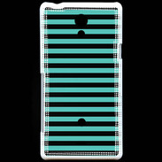Coque Sony Xperia T rayures noires et bleues
