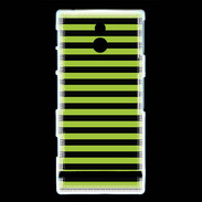 Coque Sony Xperia P rayures noires et vertes