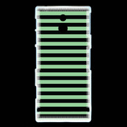 Coque Sony Xperia P rayures vert d'eau et noires