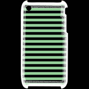 Coque iPhone 3G / 3GS rayures vert d'eau et noires