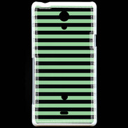 Coque Sony Xperia T rayures vert d'eau et noires