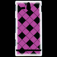 Coque SONY Xperia U losange noir & rose