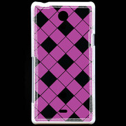 Coque Sony Xperia T losange noir & rose