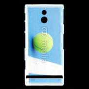 Coque Sony Xperia P Cours de tennis béton bleu