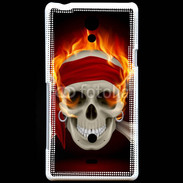 Coque Sony Xperia T Tête de mort en flamme