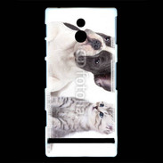 Coque Sony Xperia P Duo chien et chat