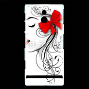 Coque Sony Xperia P Visage glamour noir et rouge