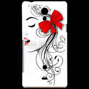 Coque Sony Xperia T Visage glamour noir et rouge