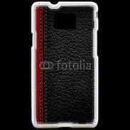 Coque Samsung Galaxy S2 Effet cuir noir et rouge