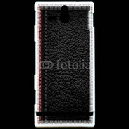 Coque SONY Xperia U Effet cuir noir et rouge