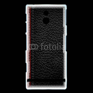 Coque Sony Xperia P Effet cuir noir et rouge