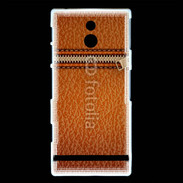 Coque Sony Xperia P Effet cuir avec zippe