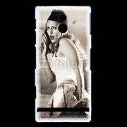 Coque Sony Xperia P Femme avec fond avion