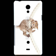 Coque Sony Xperia T Chaton sur une corde