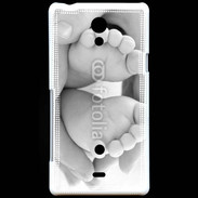 Coque Sony Xperia T Pieds de bébé noir et blanc
