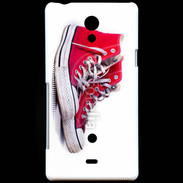 Coque Sony Xperia T Chaussure Converse rouge