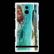 Coque Sony Xperia U Belle plage avec tortue