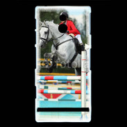 Coque Sony Xperia U Jumping Equitation cheval gris