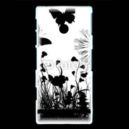 Coque Sony Xperia U Papillon en noir et blanc