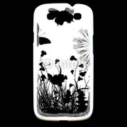 Coque Samsung Galaxy S3 Papillon en noir et blanc