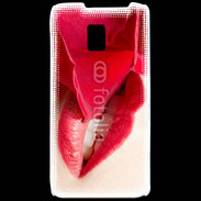 Coque LG P990 Rose et bouche