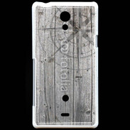 Coque Sony Xperia T Rose des vents sur fond en bois