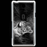 Coque Sony Xperia T Tigre du Bengale en noir et blanc